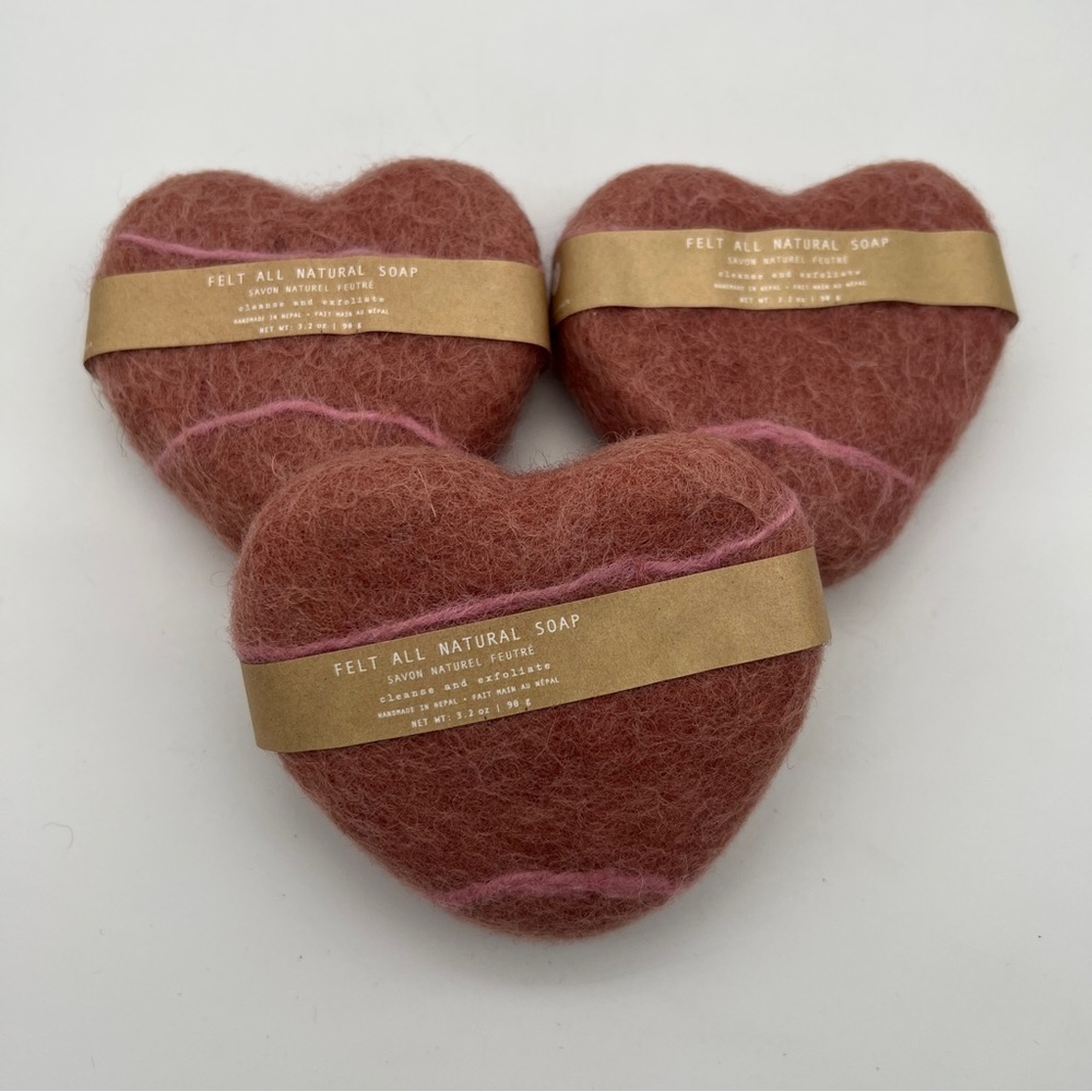 ANTHROPOLOGIE Lot of 3 HeartFelt All Natural Soap - Meditation Pink Heart
